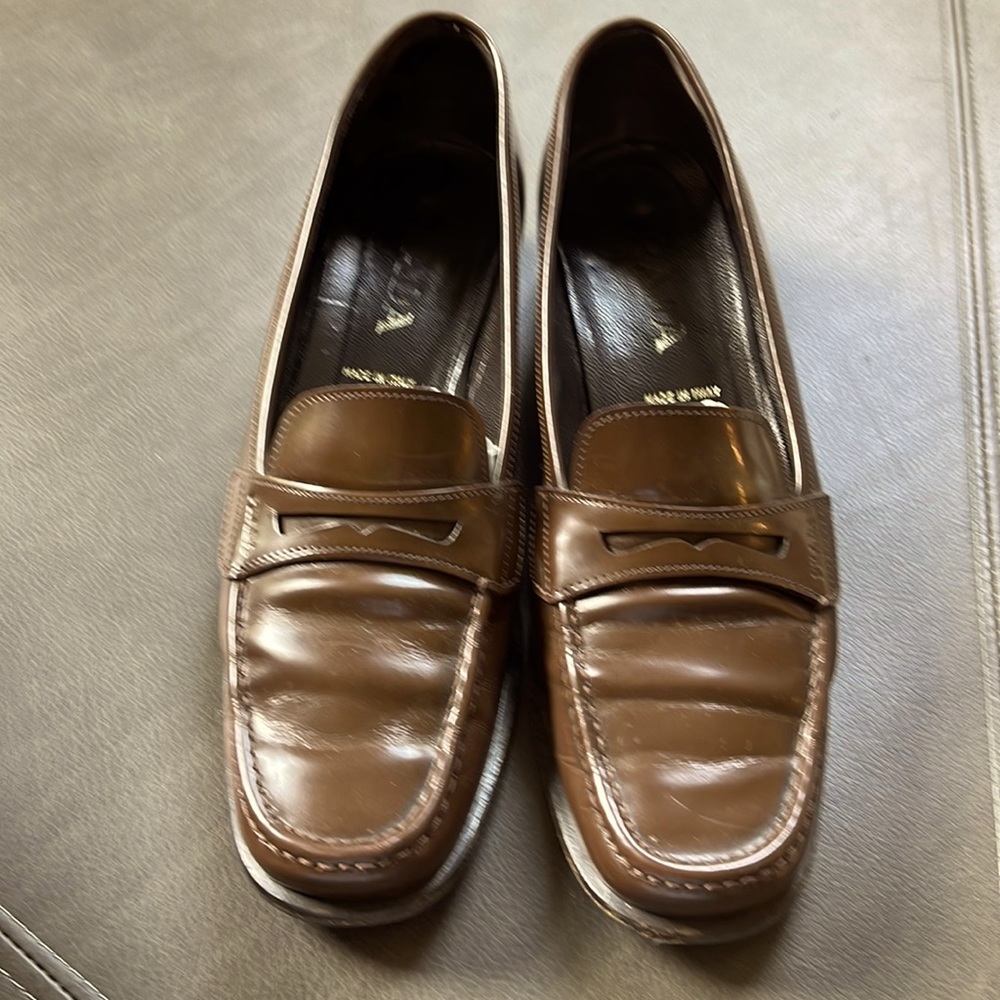 COPY - PRADA LOAFERS tobacco color penny loafer sz 38.5. US 8.5